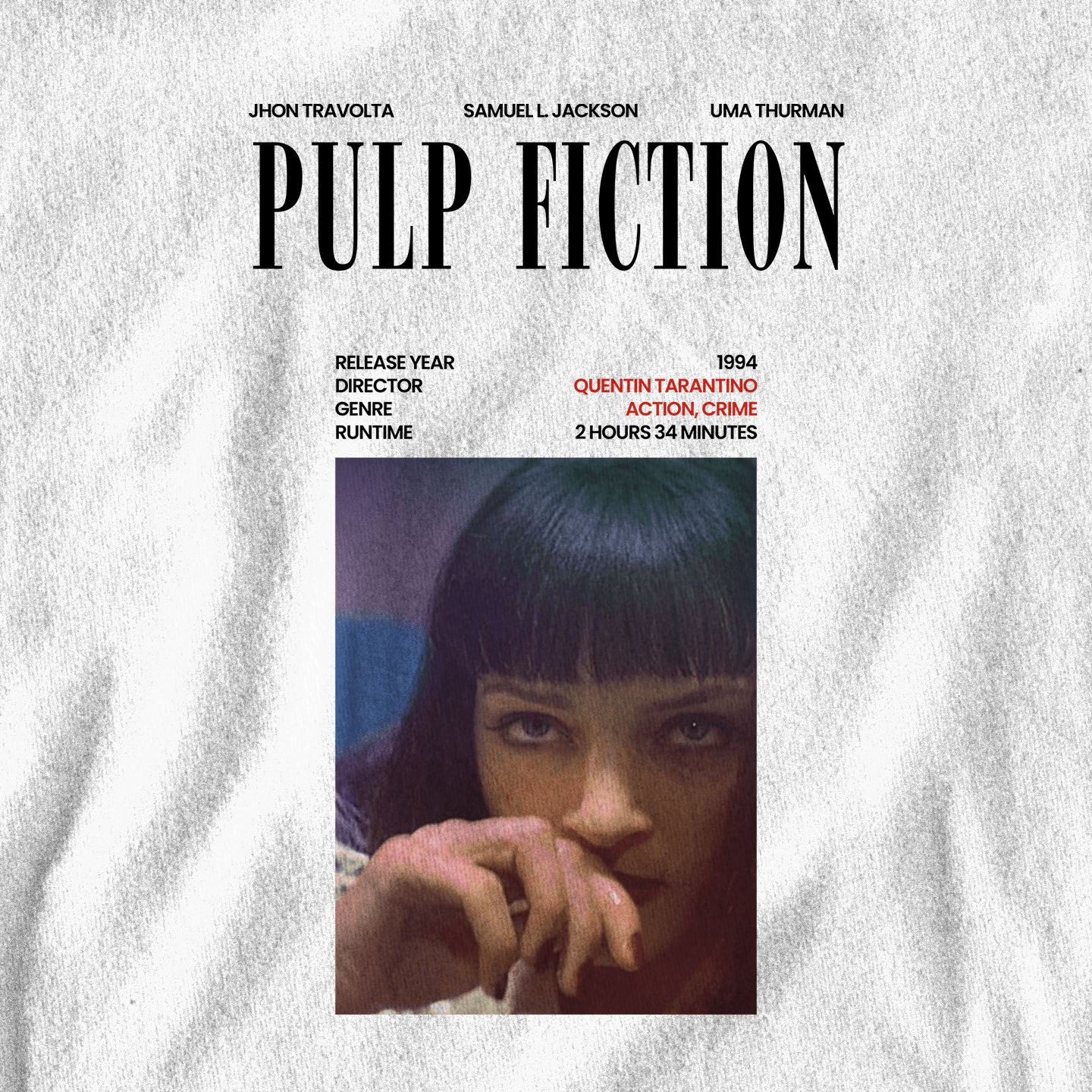 Pulp Fiction Mia Cover Vibe - T-Shirt - The Films Point