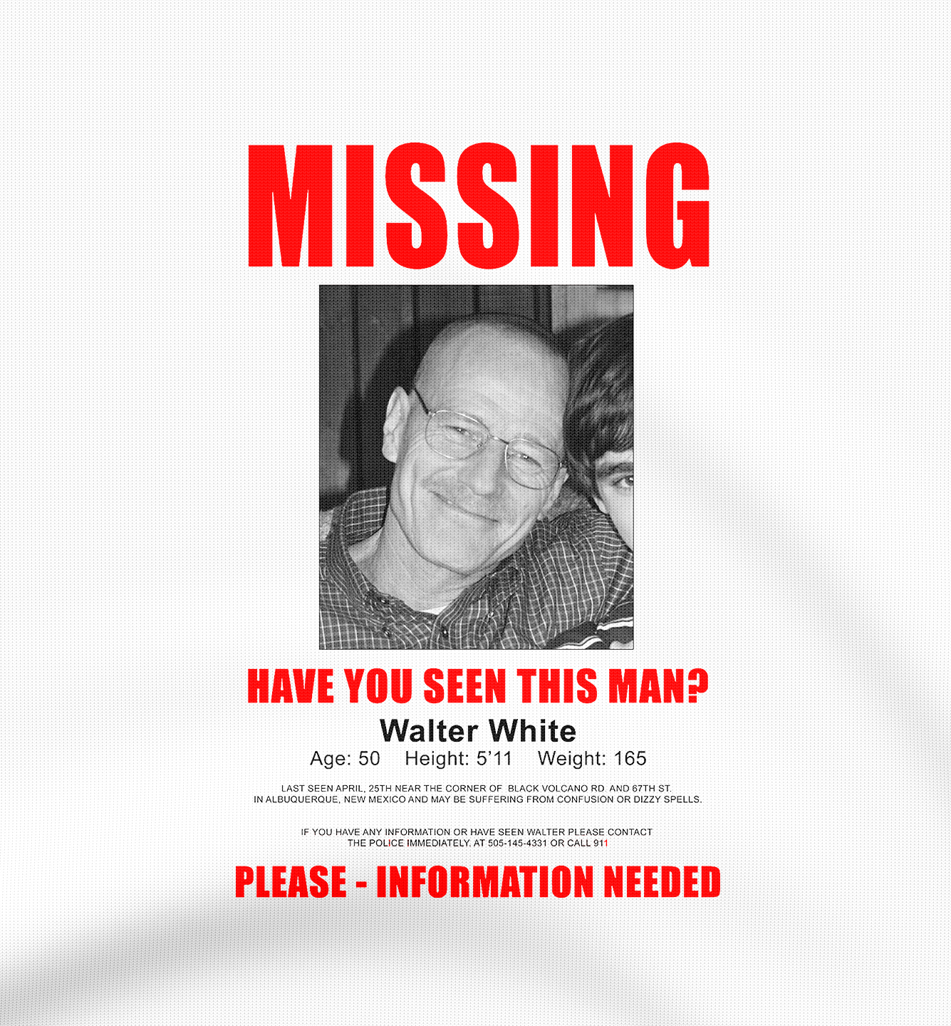 Walter White Missing - T-Shirt