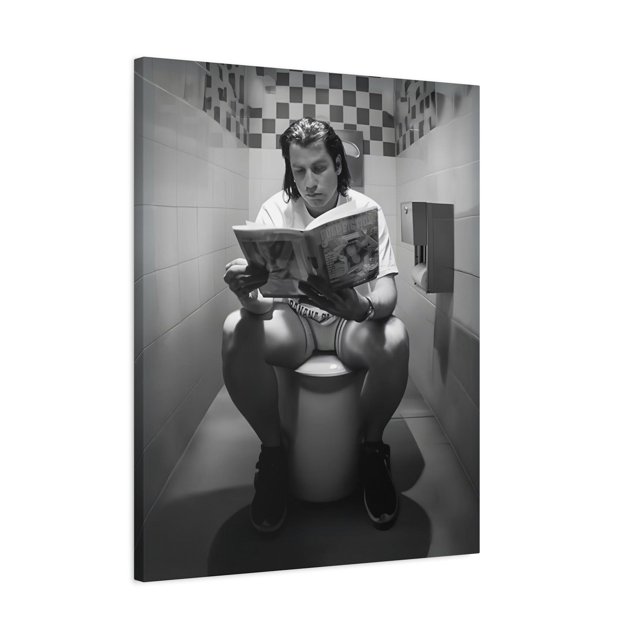 Vincent Vega John Travolta Bathroom Pulp Fiction - Canvas Art - The Films Point