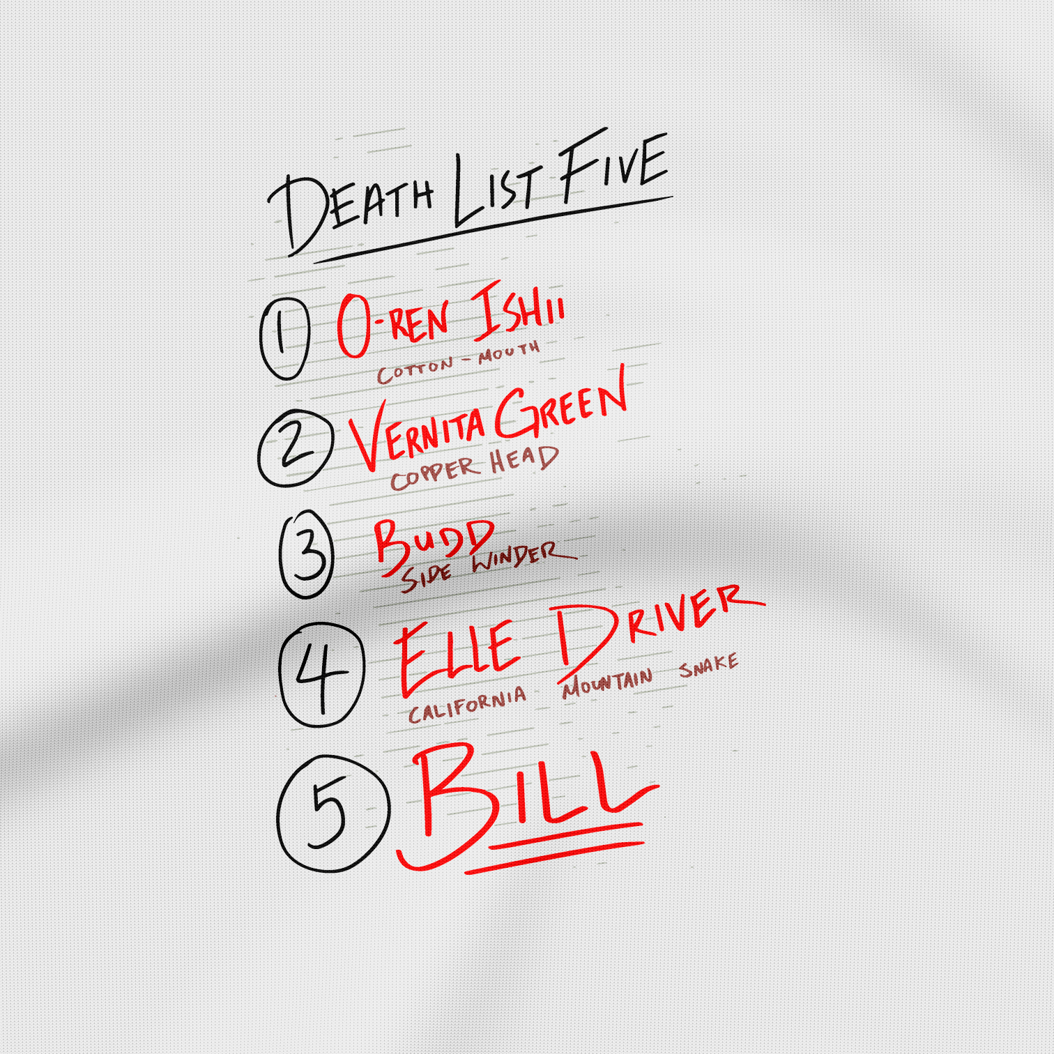 Death List Five Tarantino - T-Shirt - The Films Point