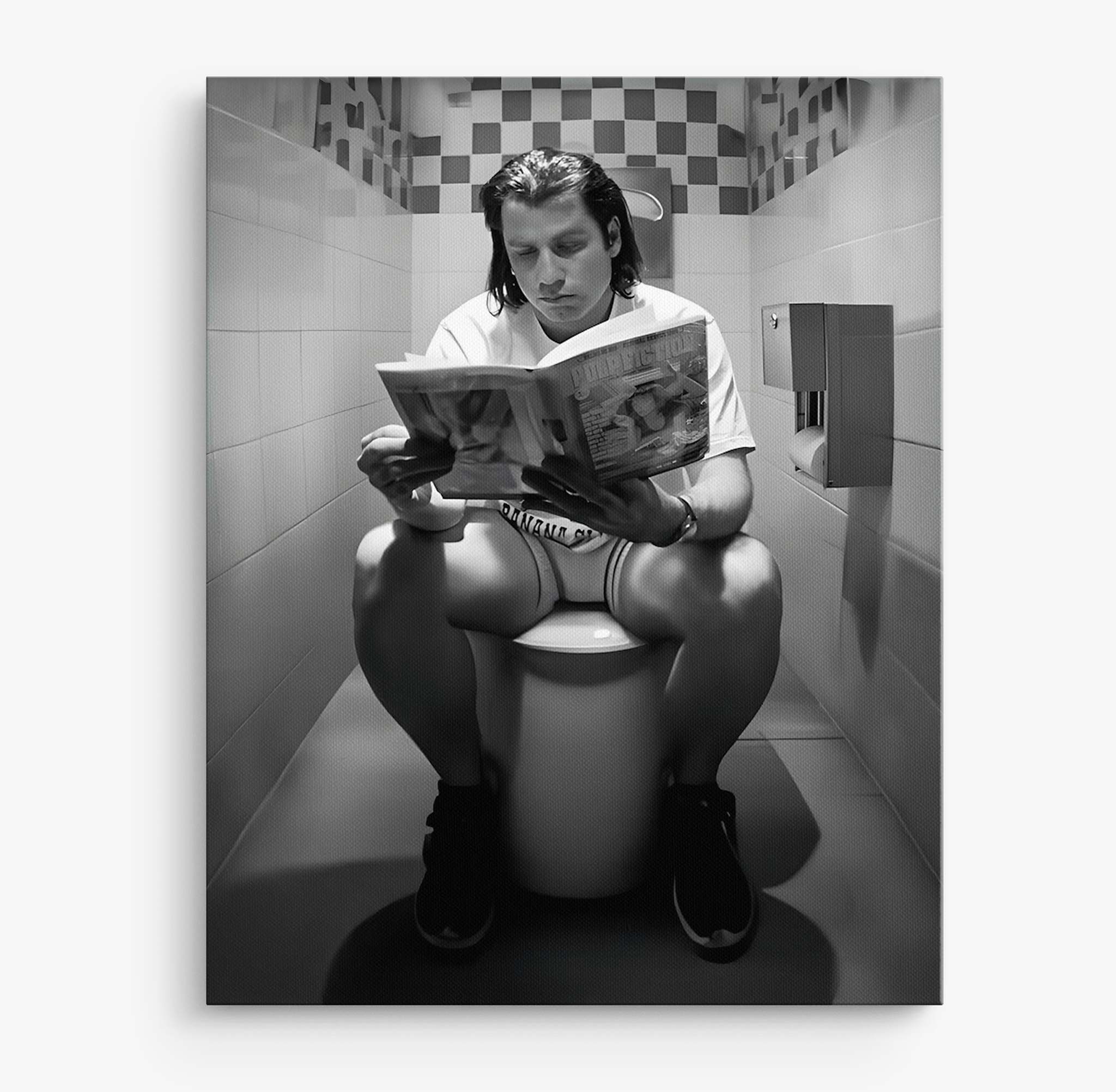 Vincent Vega John Travolta Bathroom Pulp Fiction - Canvas Art - The Films Point