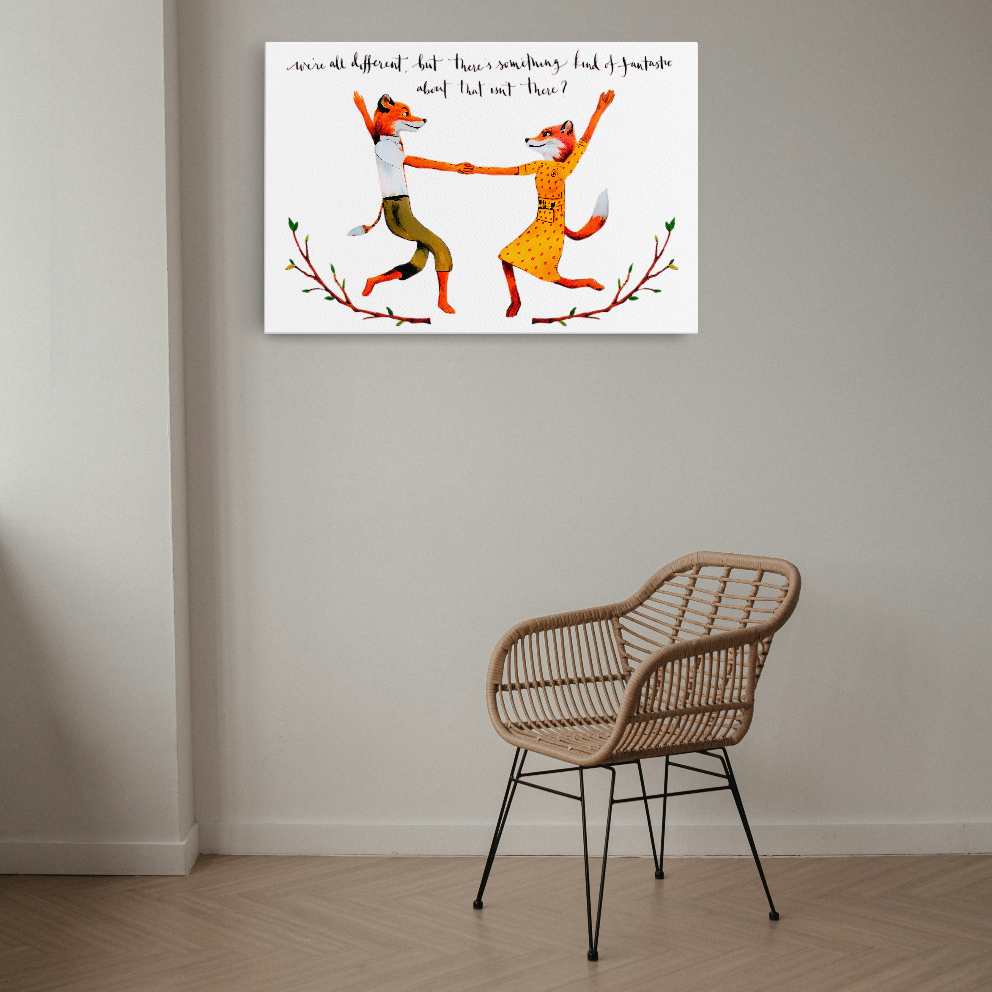 Mr. and Ms. Fox Wes Anderson - Canvas Art