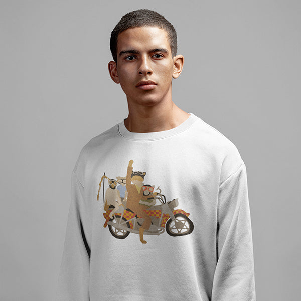 High-quality sweatshirt featuring the 'Fantastic Mr. Fox Motorcycle' design, inspired by 'Fantastic Mr. Fox'.