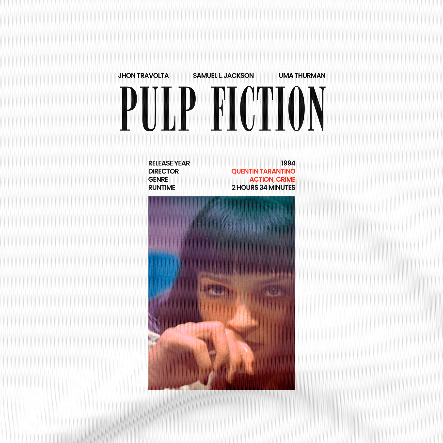 Pulp Fiction Mia Cover Vibe - T-Shirt - The Films Point