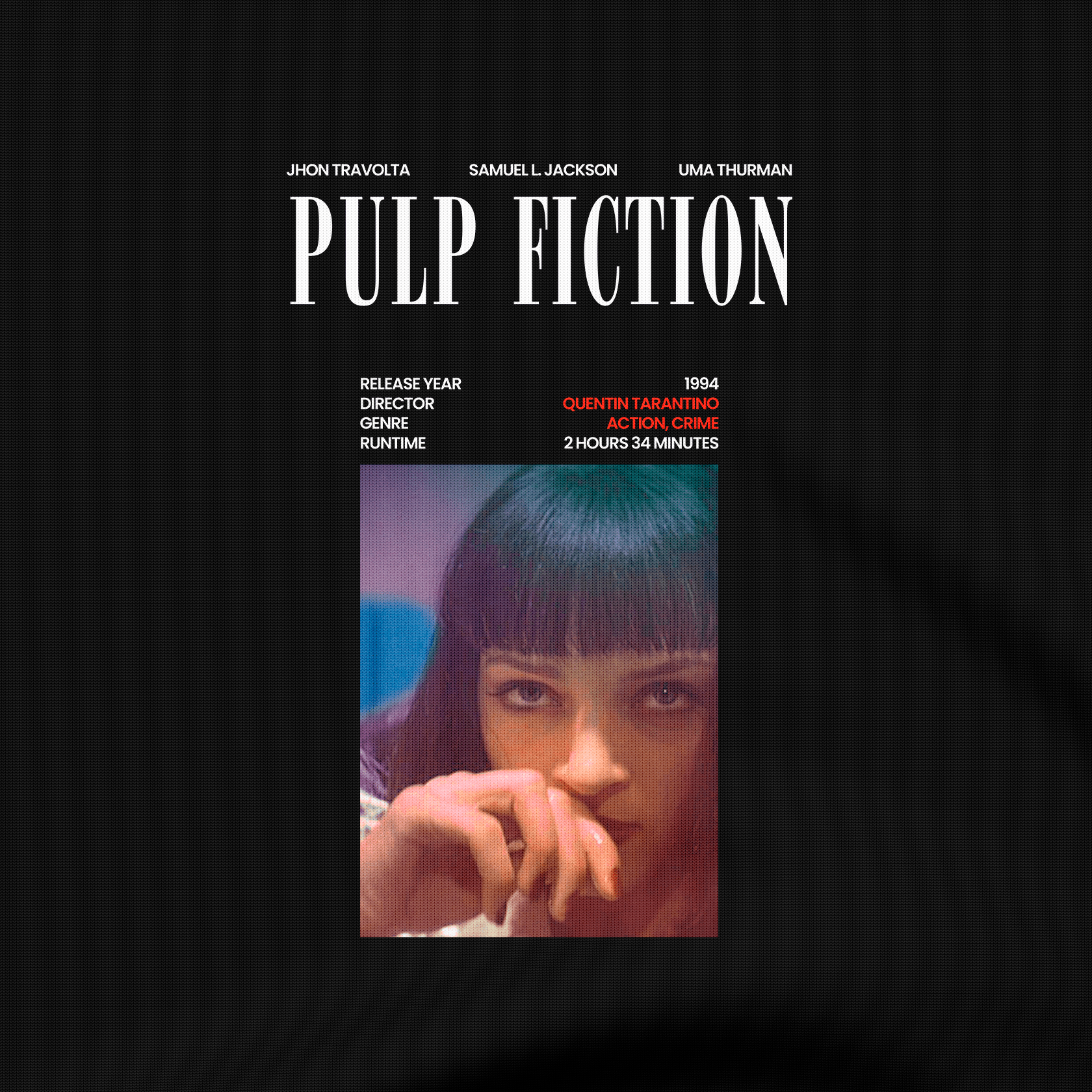 Pulp Fiction Mia Cover Vibe - T-Shirt - The Films Point
