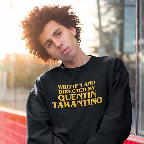 "Sweatshirt featuring a Quentin Tarantino themed design, ideal for film buffs."
